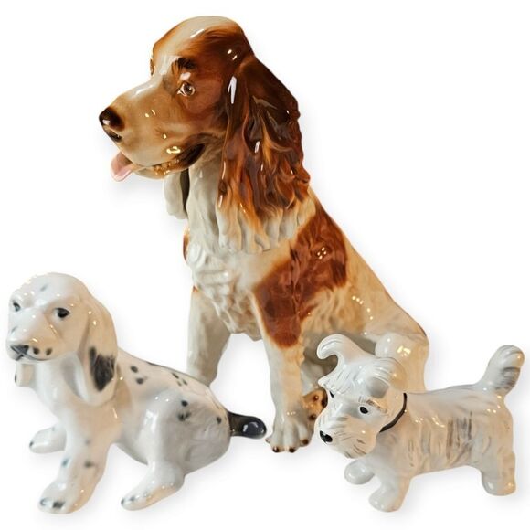 Vintage Romanian Porcelain Dog Collection Cocker Spaniel Dalmation Scottie - Picture 13 of 14